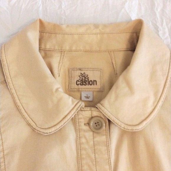 Caslon Spring Jacket BEIGE 3/4 Puff Sleeves Lightweight Nordstroms Jrs. Large - Picture 4 of 13